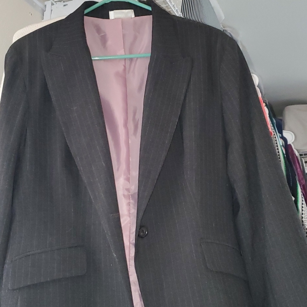 Charcoal gray pinstripe blazer